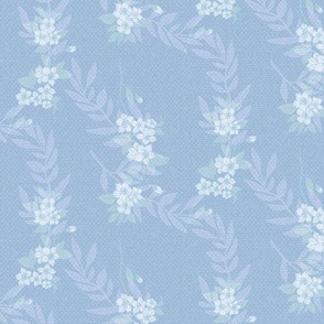 Cottage Core Floral Botanical Print // Periwinkle and Cream (blue) // Large