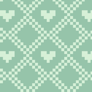 pixel hearts - aqua