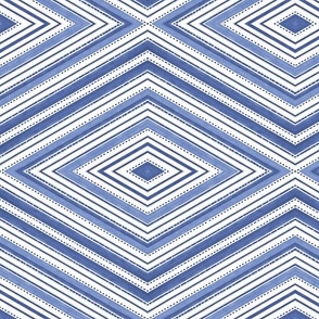 French Linen Fresh Blue White Summer Striped Rhombus Pattern