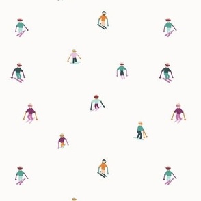 Skiers on white background 6"