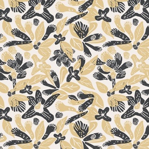 Tropical Abstract Flowers, Summer Beach, Sand Yellow, Wallpaper, Large