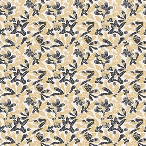 Tropical Abstract Flowers, Summer Beach, Sand Yellow, Wallpaper, Small
