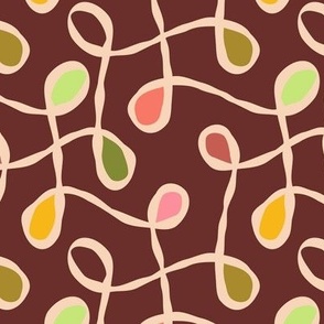 Retro Meandering Curly Ribbons in Brown, Large Scale - 0004_A_L