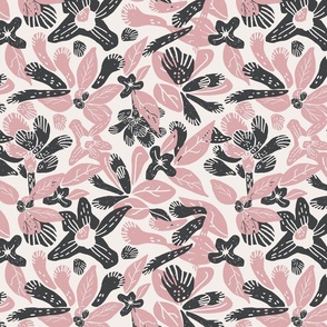 Tropical Abstract Flowers, Summer Beach, Baby Pink, Wallpaper, Large