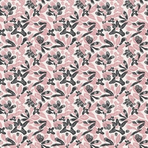 Tropical Abstract Flowers, Summer Beach, Baby Pink, Wallpaper, Small