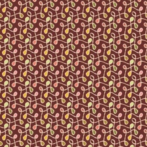 Retro Meandering Curly Ribbons in Brown, small scale Fabric - 0004_A_S