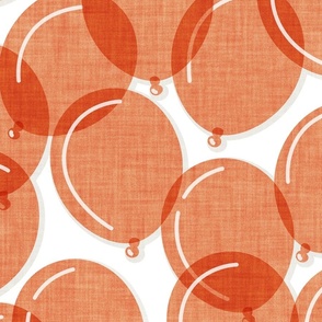 Large jumbo scale // Party time // white background crusta orange rounded transparent faux textured birthday balloons 