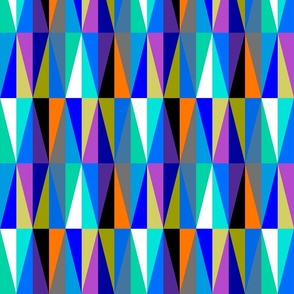 Colourful Geometric Diamonds Pattern No.2 Blue, Orange, Black