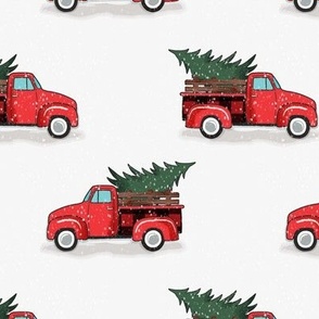 red christmas tree truck - white