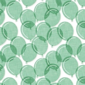 Small scale // Party time // white background chinook green rounded transparent faux textured birthday balloons 