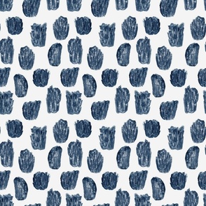 Hand Painted Watercolour Textured Shapes Indigo Blue On Off White Small