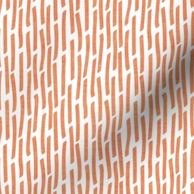 Small scale // Confetti vertical stripes // white background crusta orange faux textured dashed lines dinosaur birthday party decor