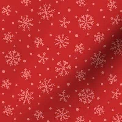 hand drawn snowflakes crimson red