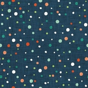 Small scale // Confetti rounded circle spots // nile blue background crusta orange pine chinook and limerick green faux textured dots dinosaur skin birthday party decor