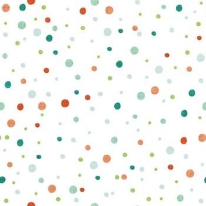 Small scale // Confetti rounded circle spots // white background crusta orange pine chinook and limerick green faux textured dots dinosaur skin birthday party decor