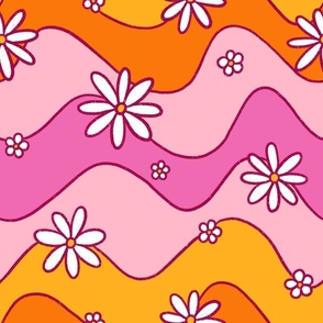 Little hippie daisies on acid background