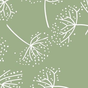 (L) Queen Anne's Lace Flowers Sage and White 
