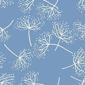 (M) Queen Anne's Lace Flowers Denim Blue and White Clean and Simple