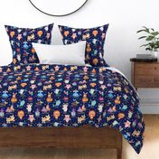 Medium Zodiac Animals Astrology Birthday Party Dark Blue 