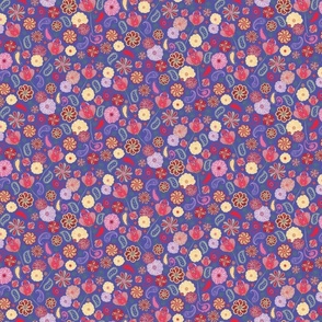 Paisley Floral Rainbow Blooms - PURPLE - 6 inch