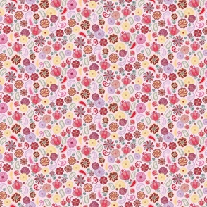 Paisley Floral Rainbow Blooms - CANDY PINK - 6 inch