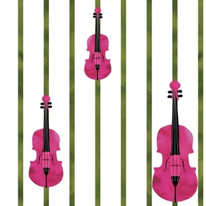 large-Violin Garden - 4 - Pink Violins with vertical green stripes