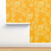 Ginkgo leaves pattern. Orange background. Large, 50x50"