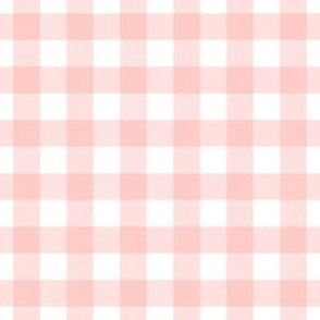 Gingham Pastel pink watercolour traditional check small scale half inch check 6 inch repeat