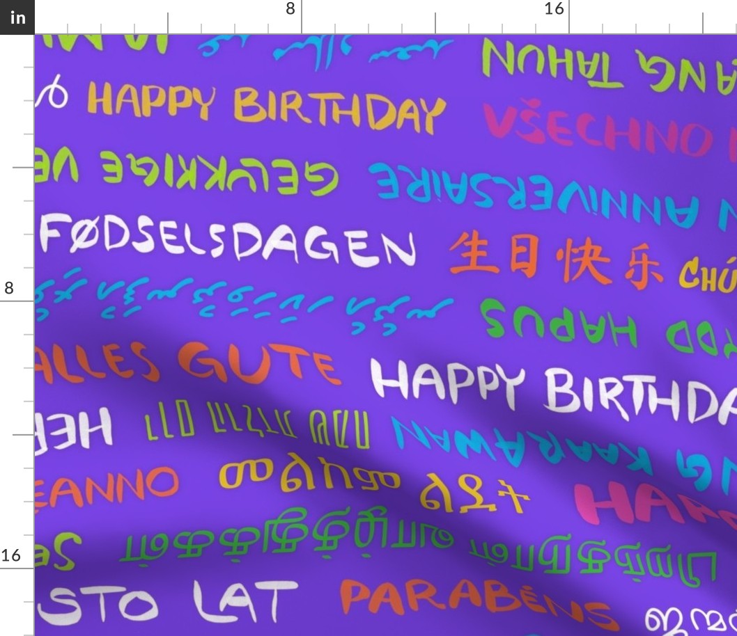 Multilingual Happy Birthday Linens (horizontal - 300 dpi half brick)