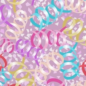 party streamers and confetti lilac