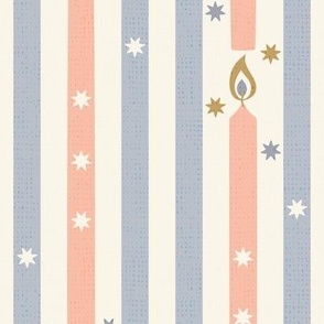 Birthday Candle Stripe, grey-blue and peach (Large)