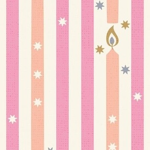 Birthday Candle Stripe, pink and peach (Large)