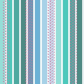 Ice-cream Stripes in Pool greens and Malibu blues (without thin line)