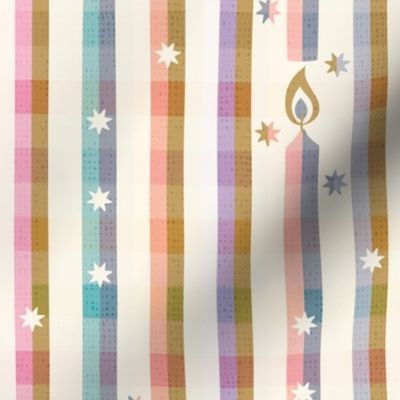 Birthday Candle Stripe, chequered multi (Large)