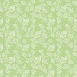 Ginkgo leaves pattern Sage background. Small, 6x6"