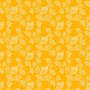 Ginkgo leaves pattern. Orange background. Small. 6x6"