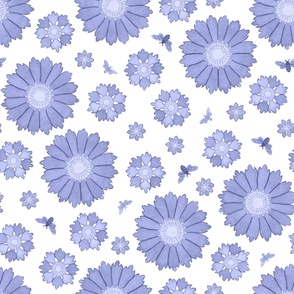 (large) Garden party, blue/periwinkle