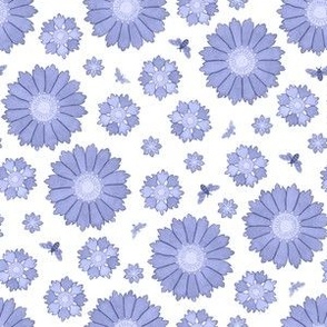 (small) Garden party, blue/periwinkle