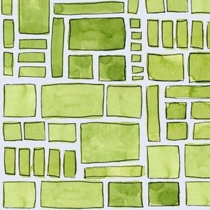 Mossy Garden Mosaic Modern Abstract Watercolor Geometric Large