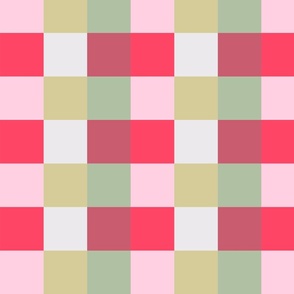Pastel Geometric Squares Pattern Red, Magenta, Pink And Tan