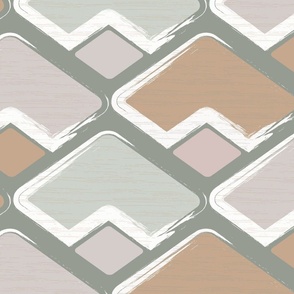 (XL) horizontal rhombus in brown, beige and ash grey with texture on ash grey