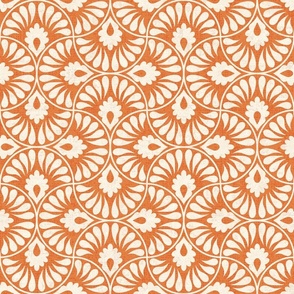 Mara Block Print Carrot Orange Canvas Texture