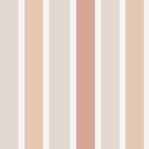 Big Scale | Modern Cottage Chic Vertical Stripes: Italian Summer Elegant Stripe Pattern in muted blush pink nude cream taupe on white for Pastel Garden Upholstery, Home Office Wallpaper, and Cottagecore Bathroom Home Décor with Neutral Color Palette
