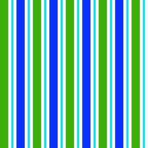 Wiscasset 1 Inch Stripe No. 2 Vintage Colors Blue, Cyan and Green