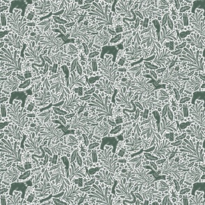 Woodland Forest Animals Birthday Party - dark green and white - small