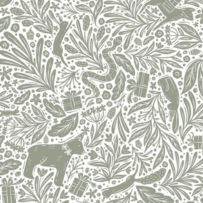 Woodland Forest Animals Birthday Party - sage green and white - large