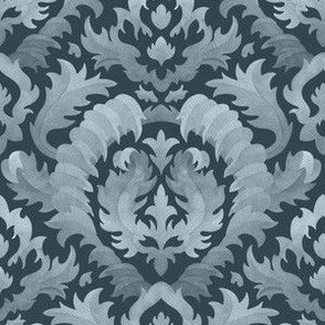 (small) Acanthus  leaves - watercolour damask, dark grey