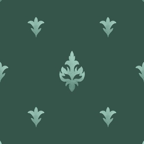 (medium) Elegant watercolour pattern,  dark green