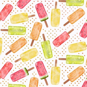 Summer Fruit Popsicles with polka dots