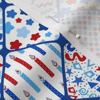 Smaller Scale Patriotic Party Time Patchwork in Red White and Blue